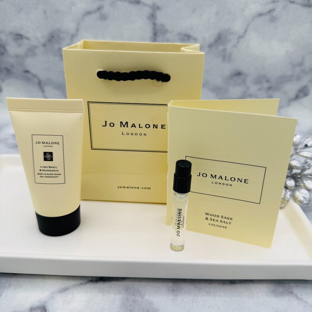 JO MALONE Set-Lime Basil&Mandarin Body Wash,Wood Sage Spray-30ml,1.5ml-2pc-NEW - Picture 2 of 15